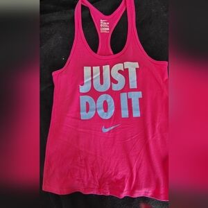 Nike Pink Tank Top with Slogan Medium
